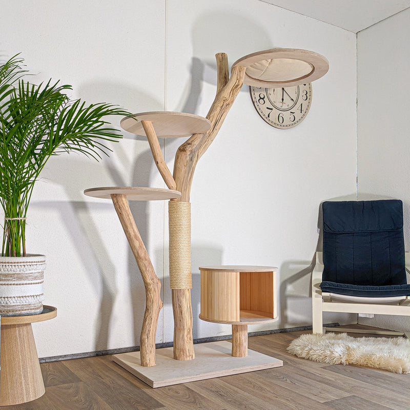 Naturkratzbaum 4604 Kratzbaum Natur Holz Design 175 cm hoch Katzenbaum