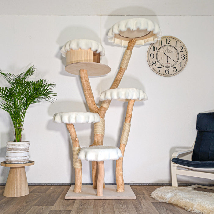 Naturkratzbaum 4605 Kratzbaum Natur Holz Design 203 cm hoch Katzenbaum