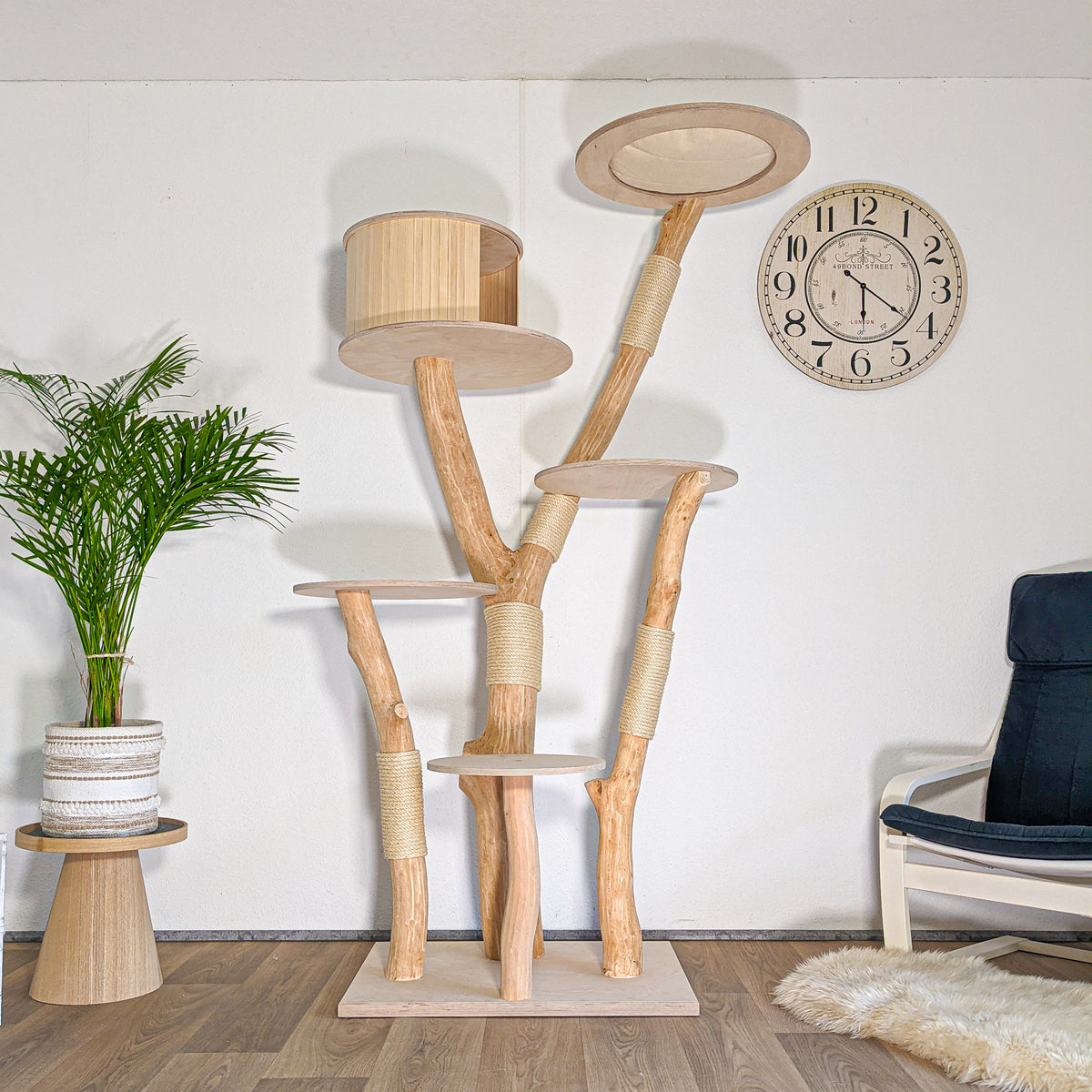 Naturkratzbaum 4605 Kratzbaum Natur Holz Design 203 cm hoch Katzenbaum