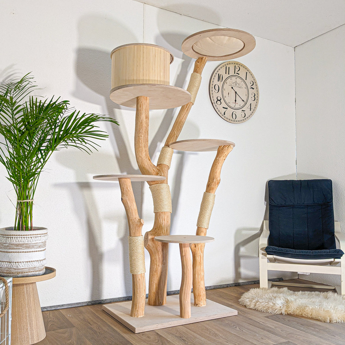 Naturkratzbaum 4605 Kratzbaum Natur Holz Design 203 cm hoch Katzenbaum