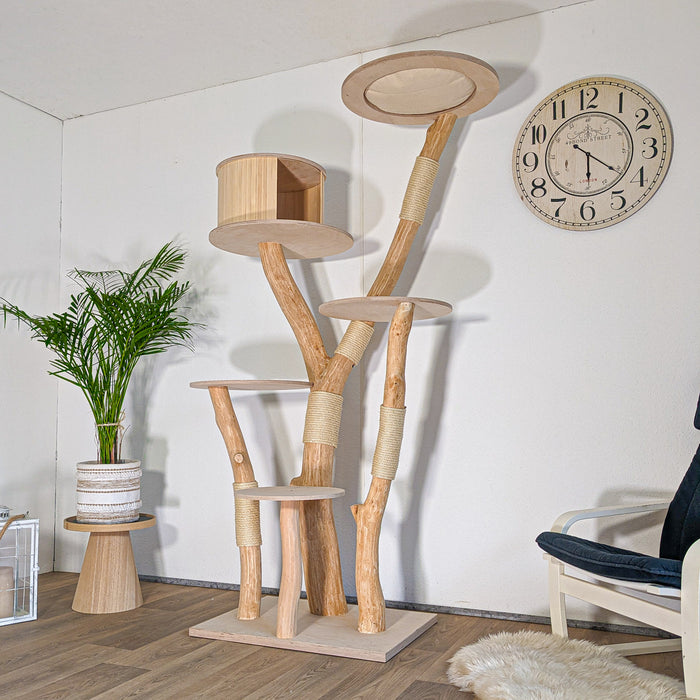 Naturkratzbaum 4605 Kratzbaum Natur Holz Design 203 cm hoch Katzenbaum