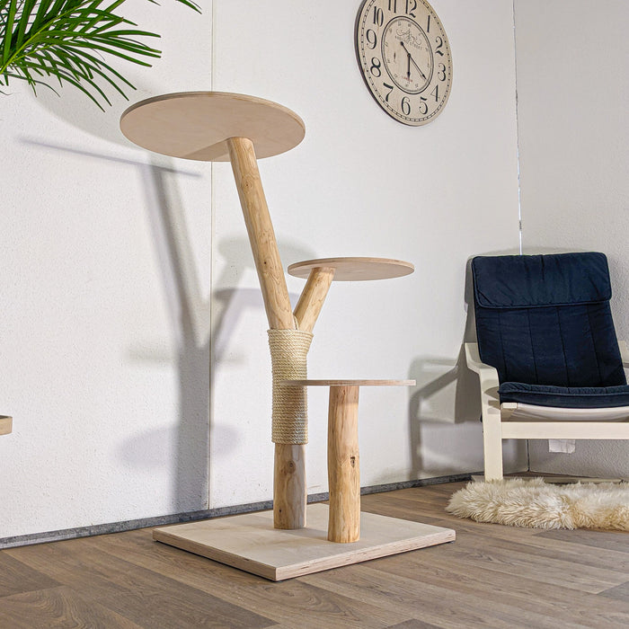Naturkratzbaum 4606 Kratzbaum Natur Holz Design 114 cm hoch Katzenbaum