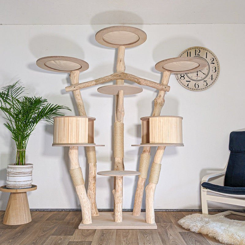Naturkratzbaum 4607 Kratzbaum Natur Holz Design 205 cm hoch Katzenbaum