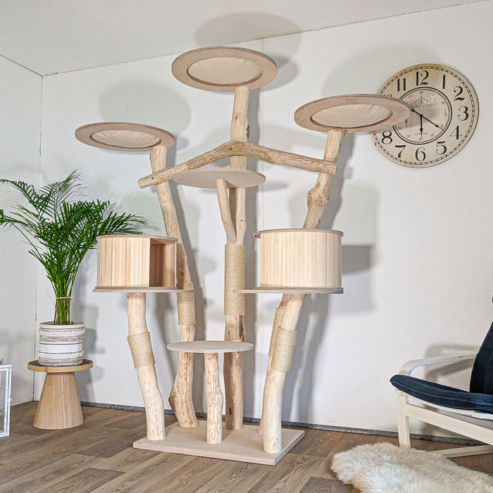 Naturkratzbaum 4607 Kratzbaum Natur Holz Design 205 cm hoch Katzenbaum