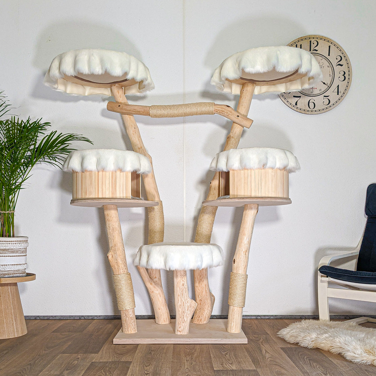 Naturkratzbaum 4608 Kratzbaum Natur Holz Design 170 cm hoch Katzenbaum