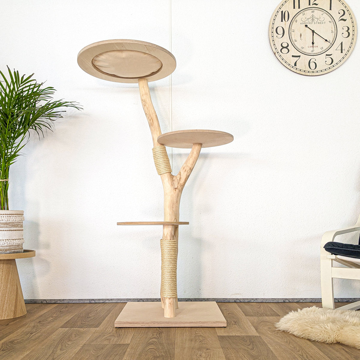 Naturkratzbaum 4610 Kratzbaum Natur Holz Design 150 cm hoch Katzenbaum