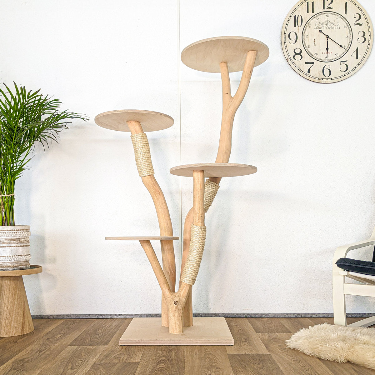 Naturkratzbaum 4611 Kratzbaum Natur Holz Design 158 cm hoch Katzenbaum