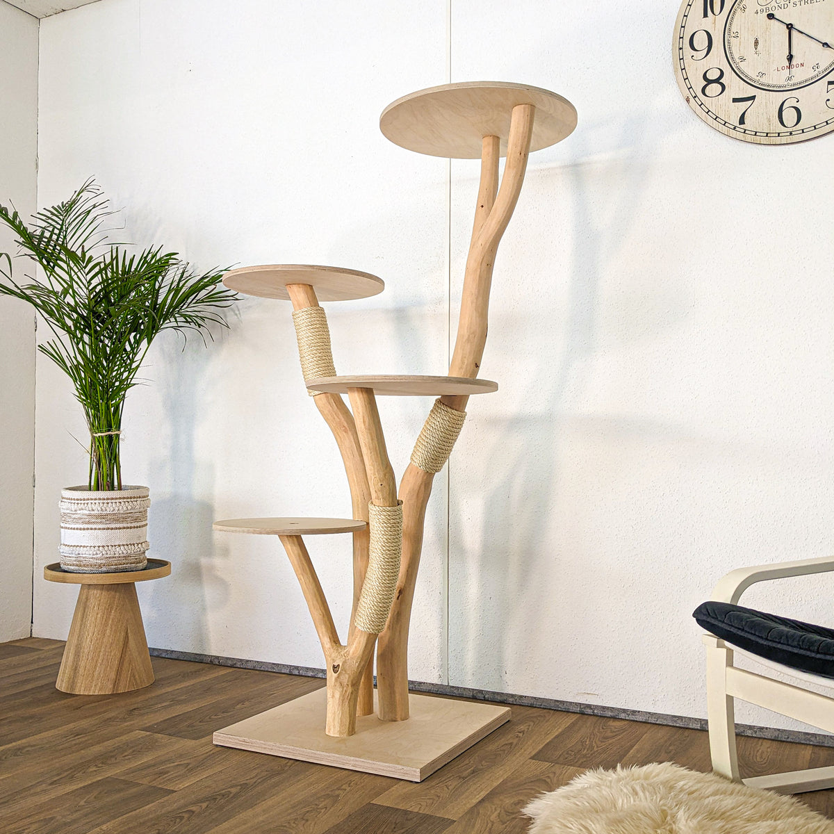 Naturkratzbaum 4611 Kratzbaum Natur Holz Design 158 cm hoch Katzenbaum