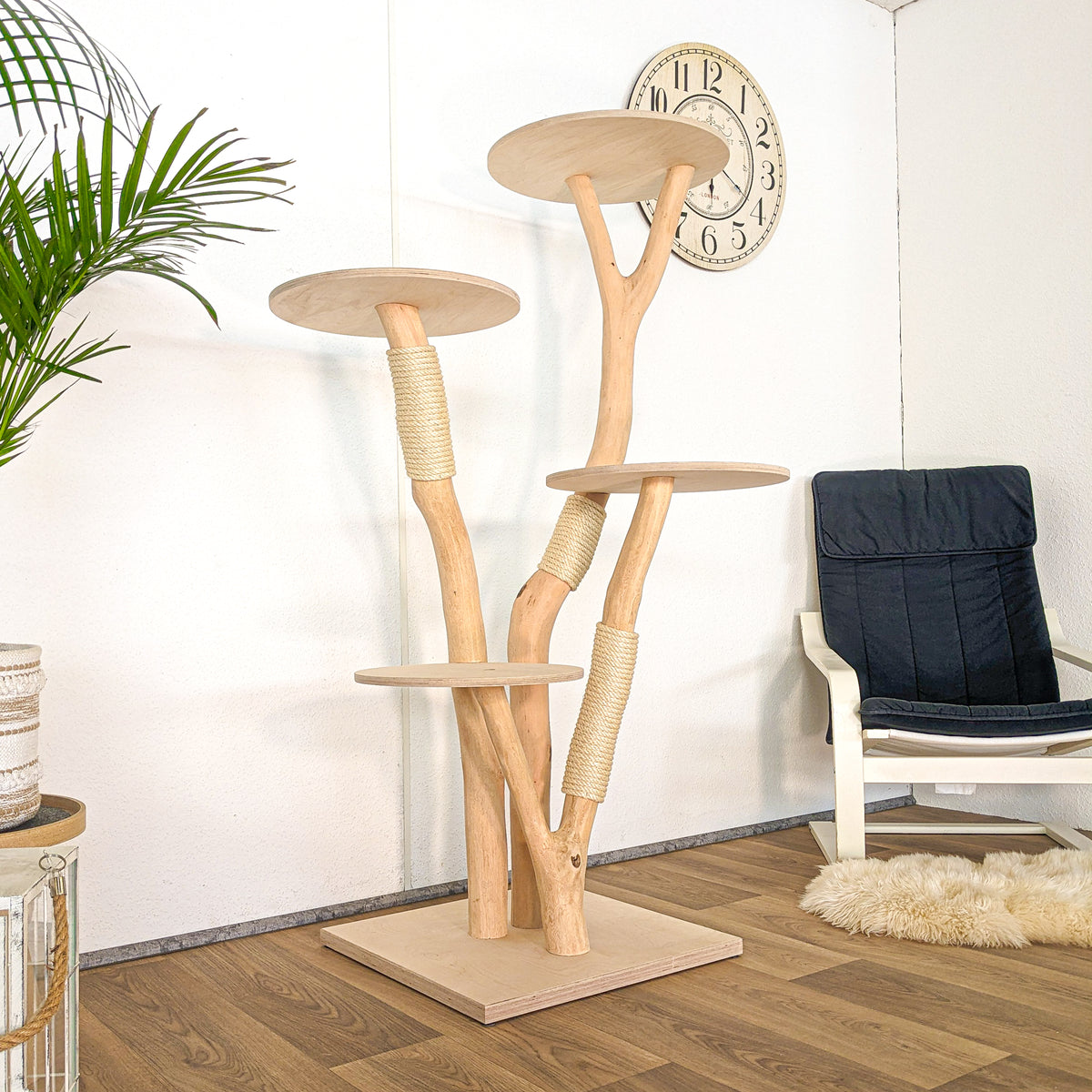 Naturkratzbaum 4611 Kratzbaum Natur Holz Design 158 cm hoch Katzenbaum