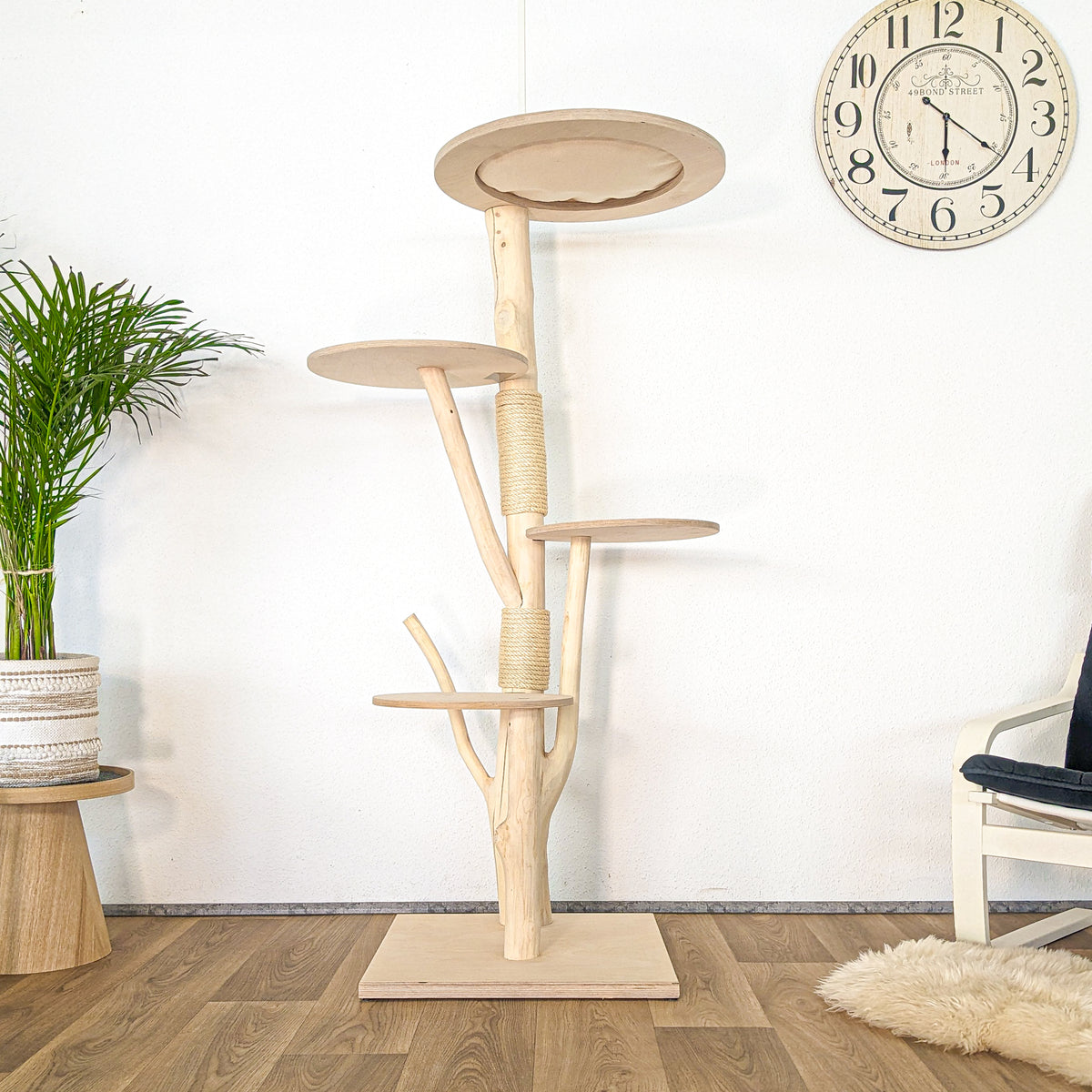 Naturkratzbaum 4612 Kratzbaum Natur Holz Design 160 cm hoch Katzenbaum