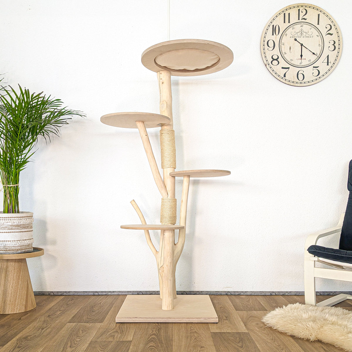 Naturkratzbaum 4612 Kratzbaum Natur Holz Design 160 cm hoch Katzenbaum