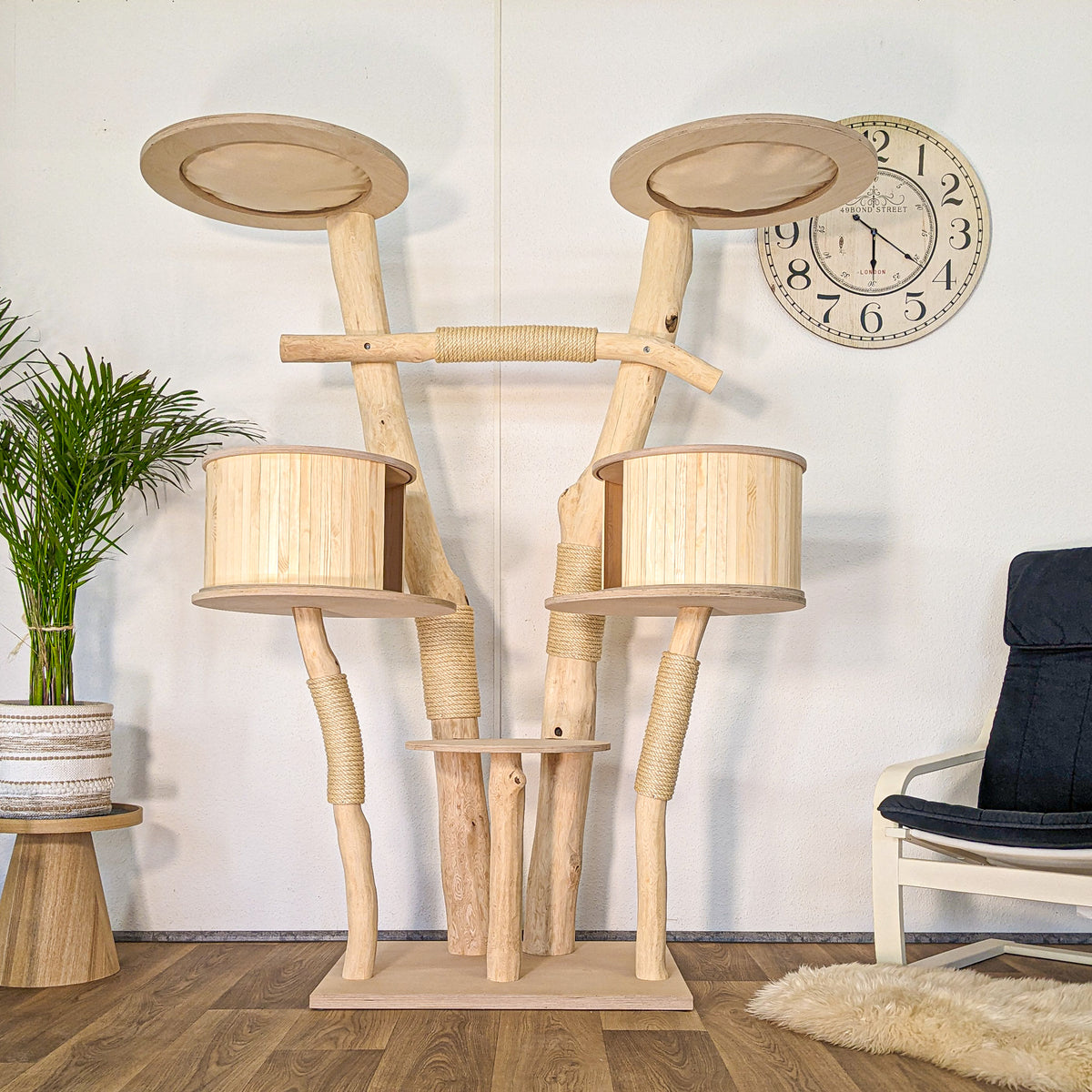 Naturkratzbaum 4618 Kratzbaum Natur Holz Design 180 cm hoch Katzenbaum