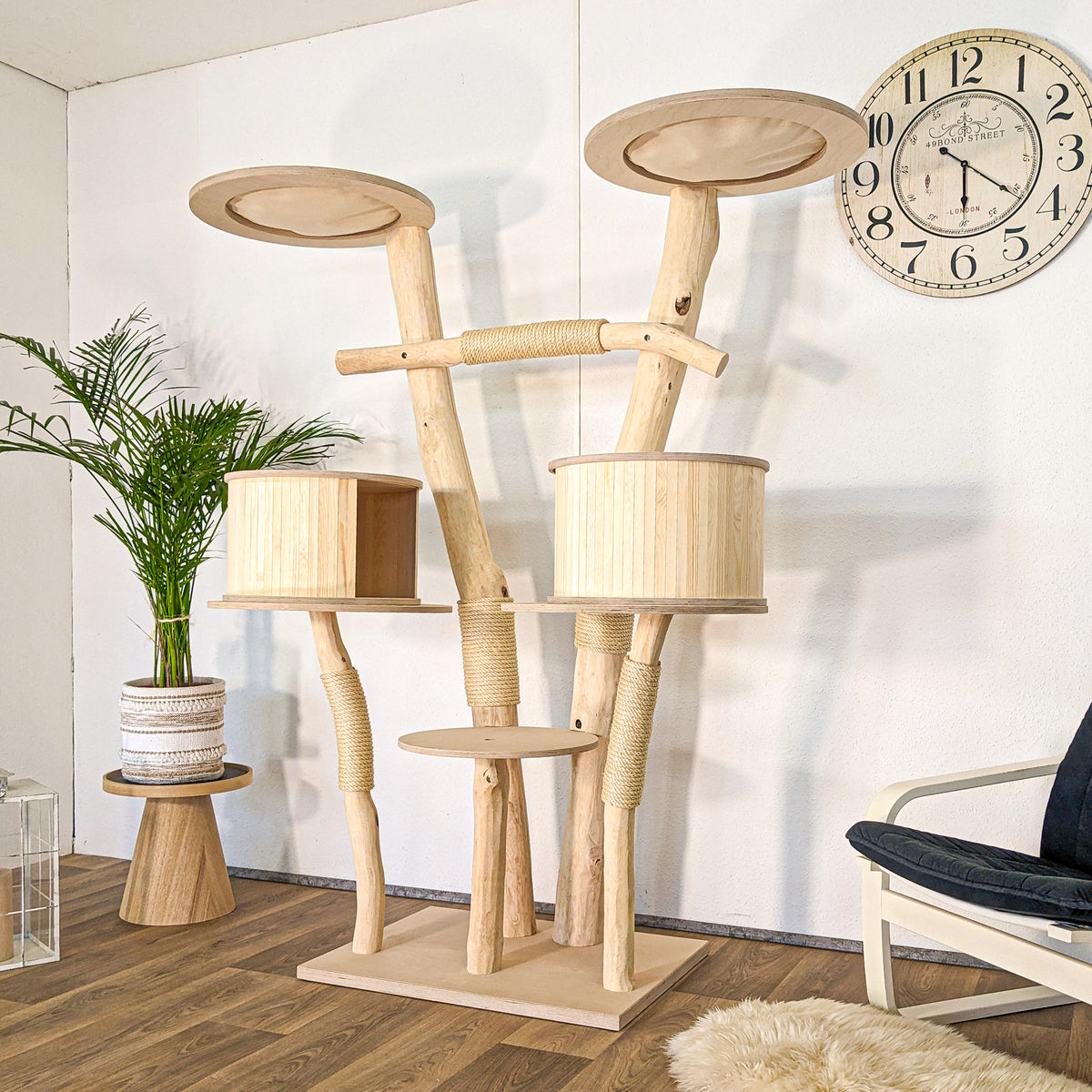 Naturkratzbaum 4618 Kratzbaum Natur Holz Design 180 cm hoch Katzenbaum