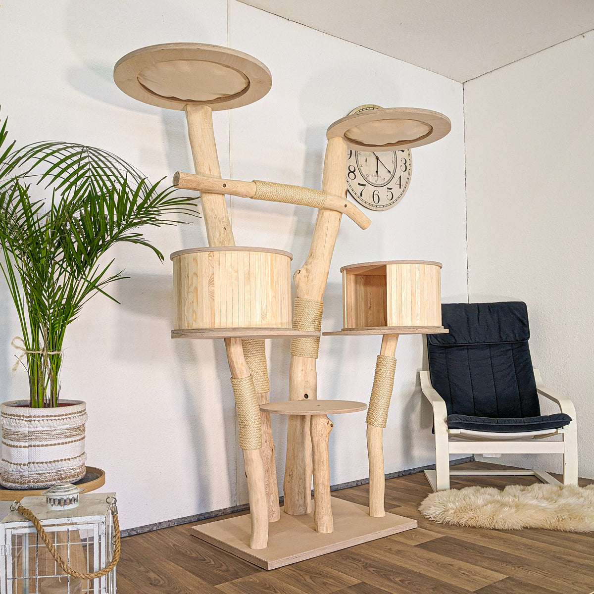 Naturkratzbaum 4618 Kratzbaum Natur Holz Design 180 cm hoch Katzenbaum