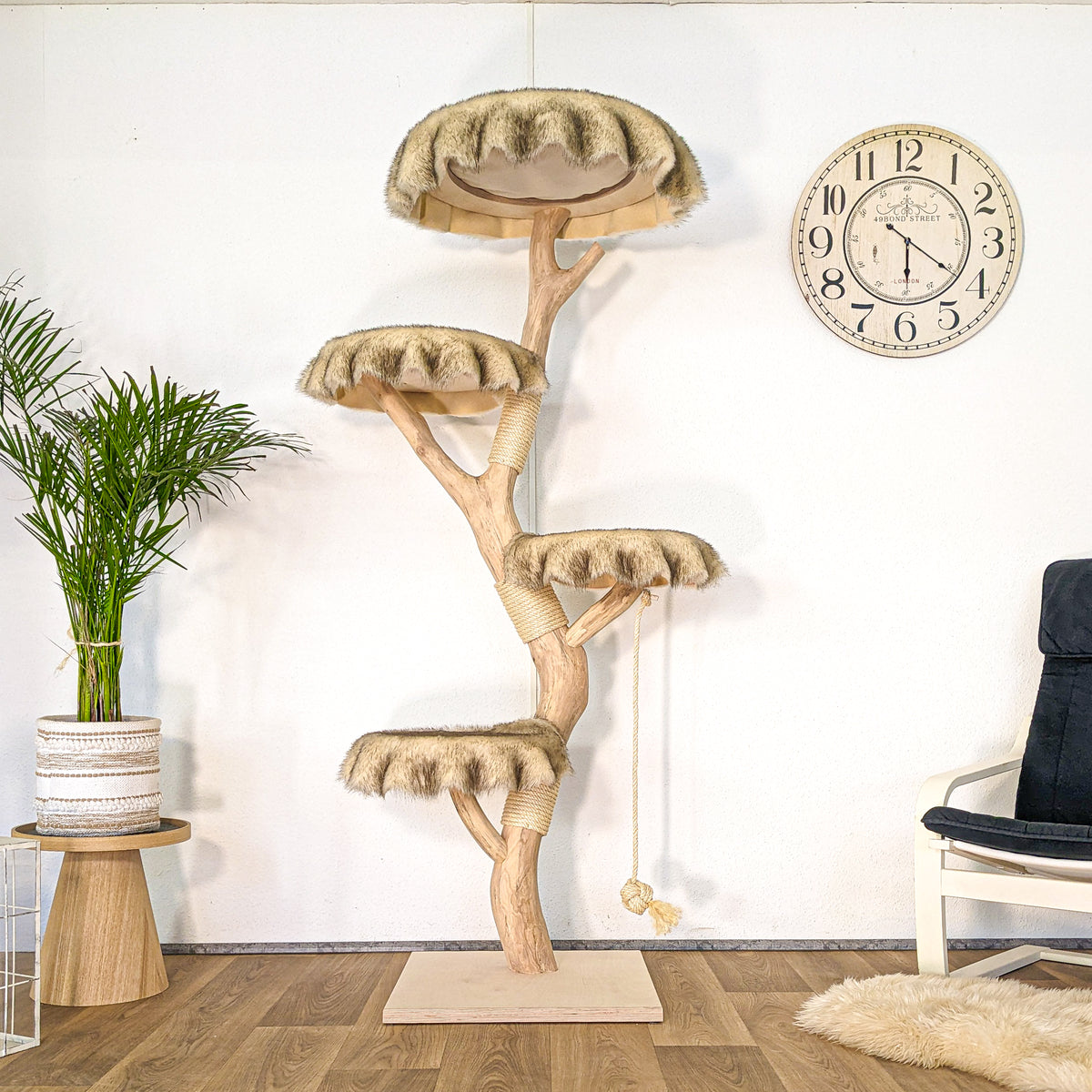 Naturkratzbaum 4619 Kratzbaum Natur Holz Design 185 cm hoch Katzenbaum
