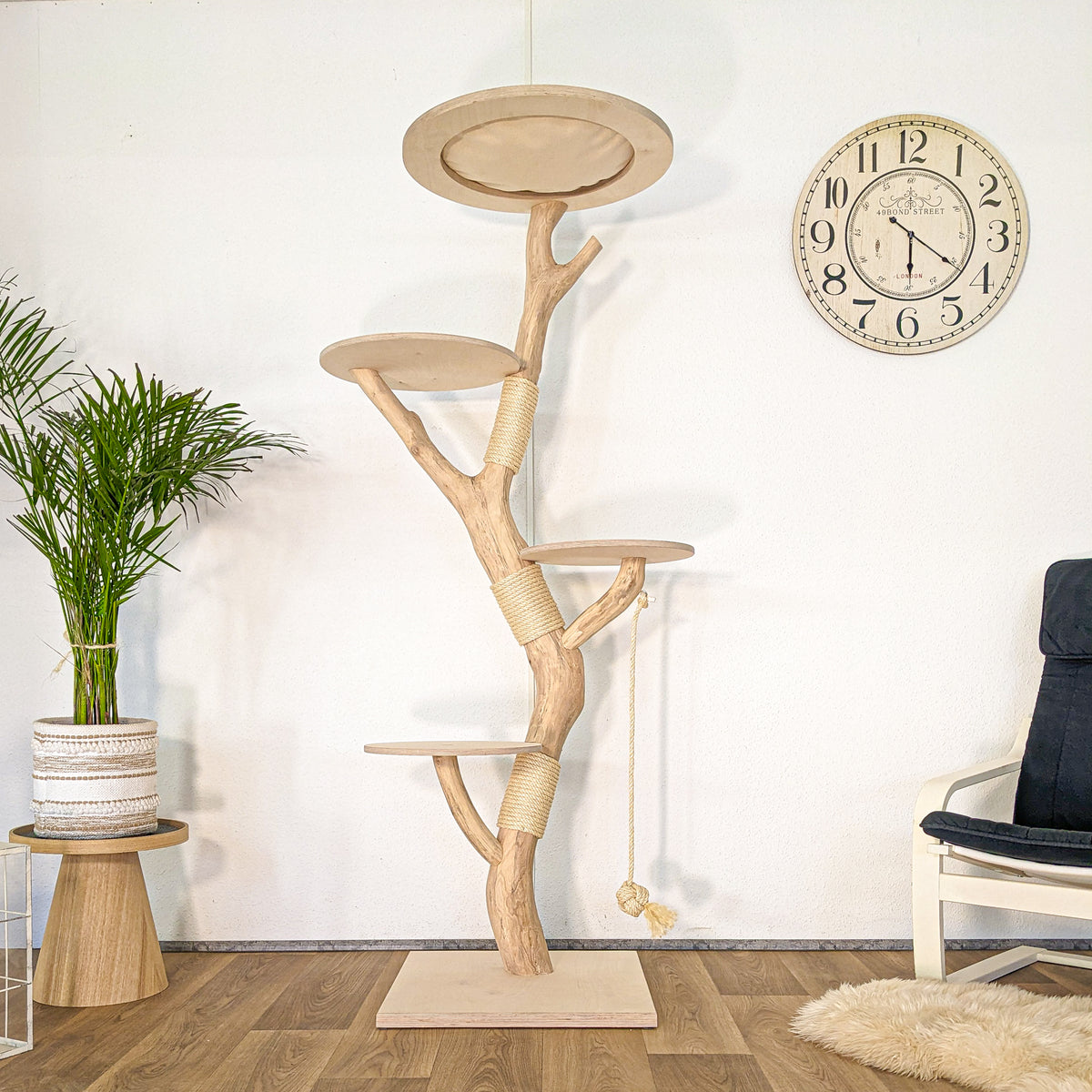 Naturkratzbaum 4619 Kratzbaum Natur Holz Design 185 cm hoch Katzenbaum