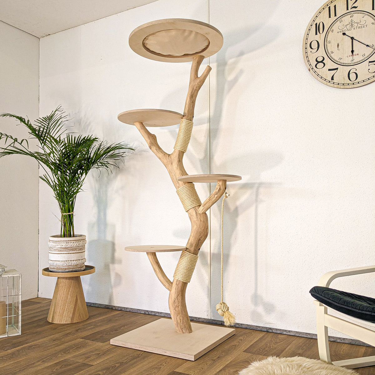 Naturkratzbaum 4619 Kratzbaum Natur Holz Design 185 cm hoch Katzenbaum