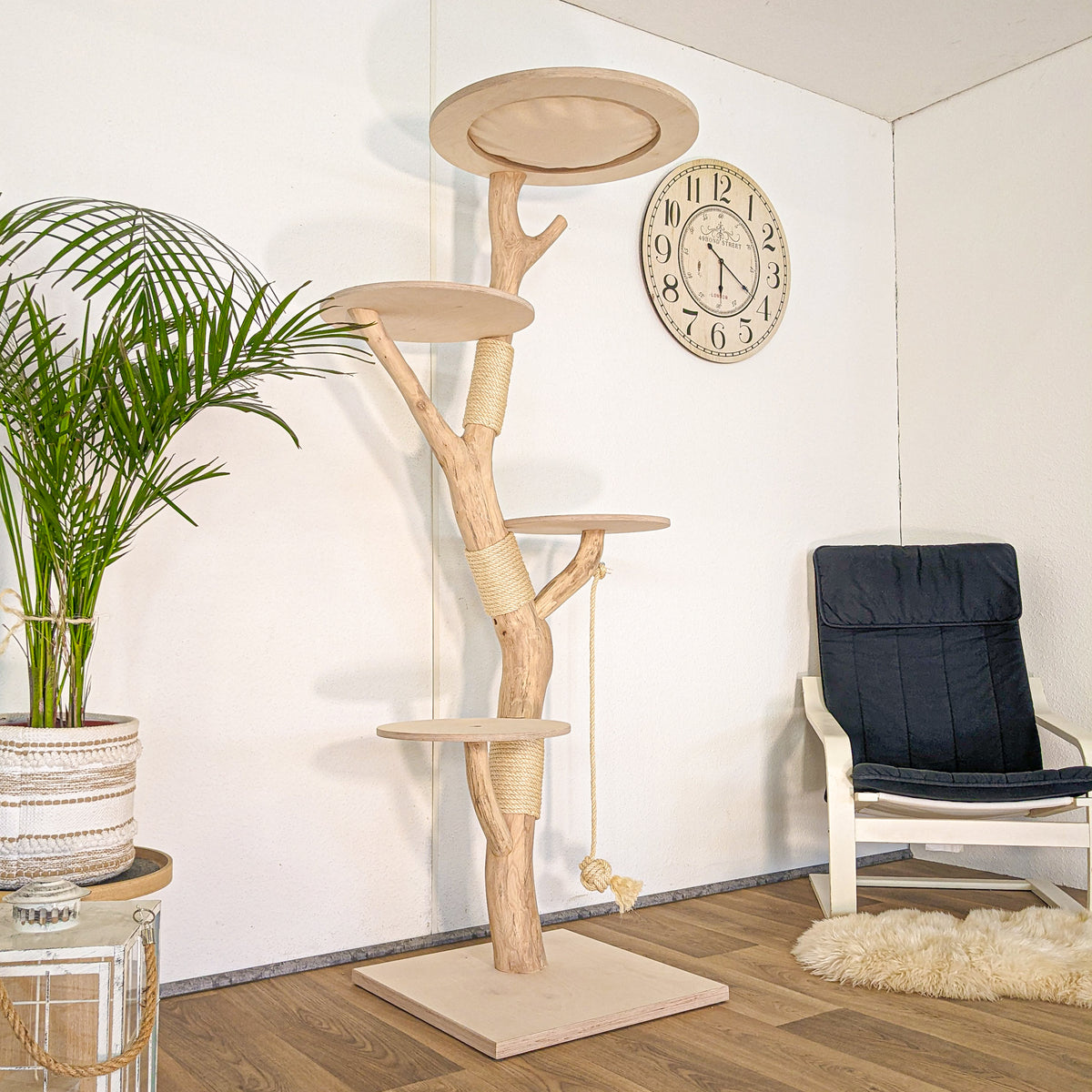 Naturkratzbaum 4619 Kratzbaum Natur Holz Design 185 cm hoch Katzenbaum