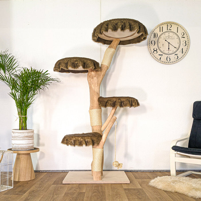 Naturkratzbaum 4621 Kratzbaum Natur Holz Design 185 cm hoch Katzenbaum