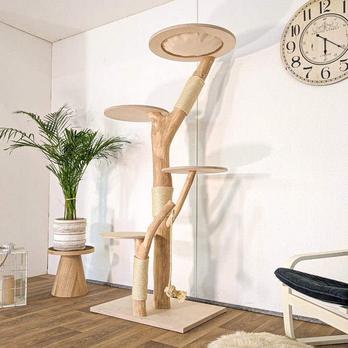 Naturkratzbaum 4621 Kratzbaum Natur Holz Design 185 cm hoch Katzenbaum