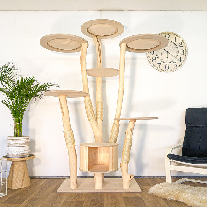 Naturkratzbaum 4625 Kratzbaum Natur Holz Design 205 cm hoch Katzenbaum