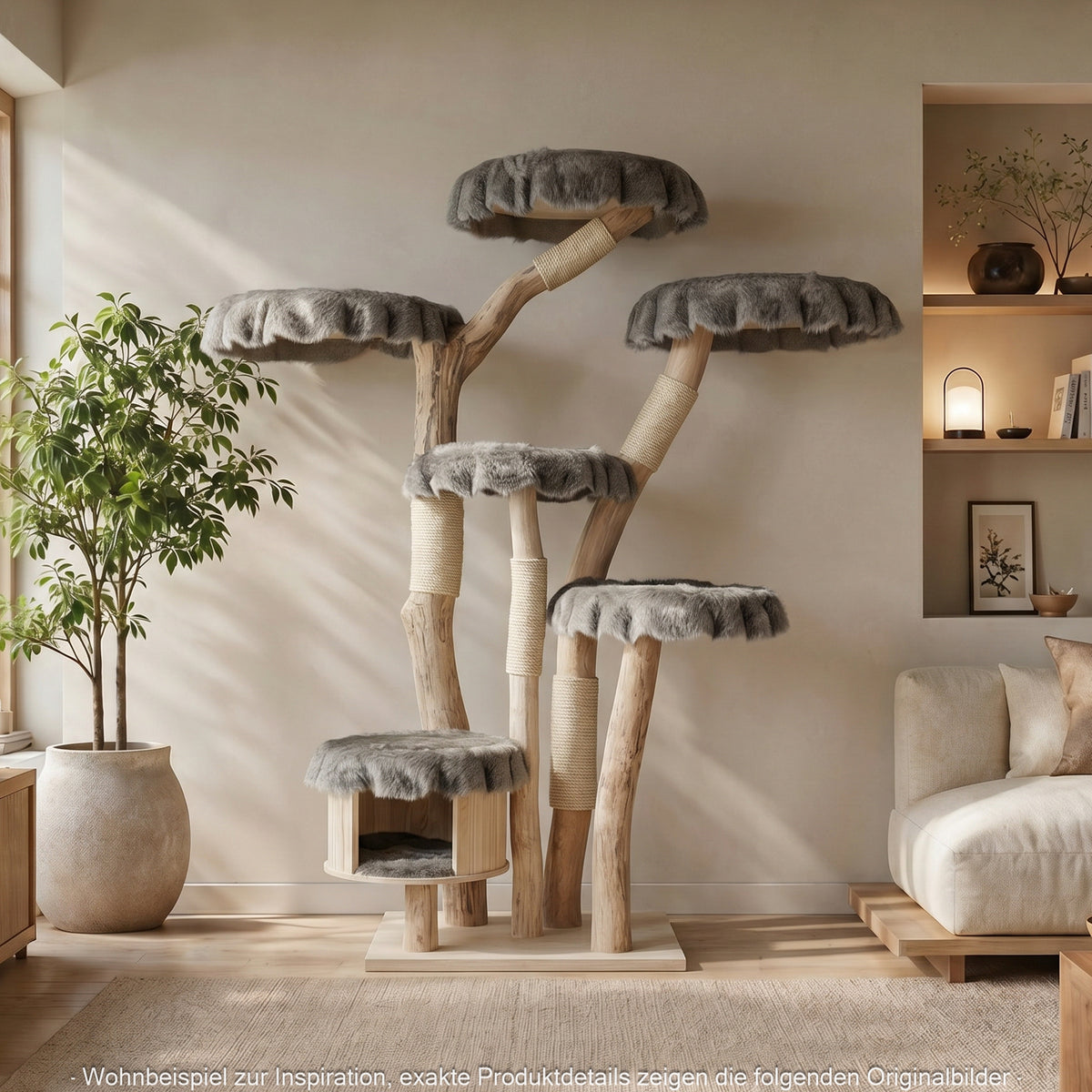 Naturkratzbaum 4628 Kratzbaum Natur Holz Design 195 cm hoch Katzenbaum