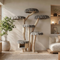 Naturkratzbaum 4628 Kratzbaum Natur Holz Design 195 cm hoch Katzenbaum