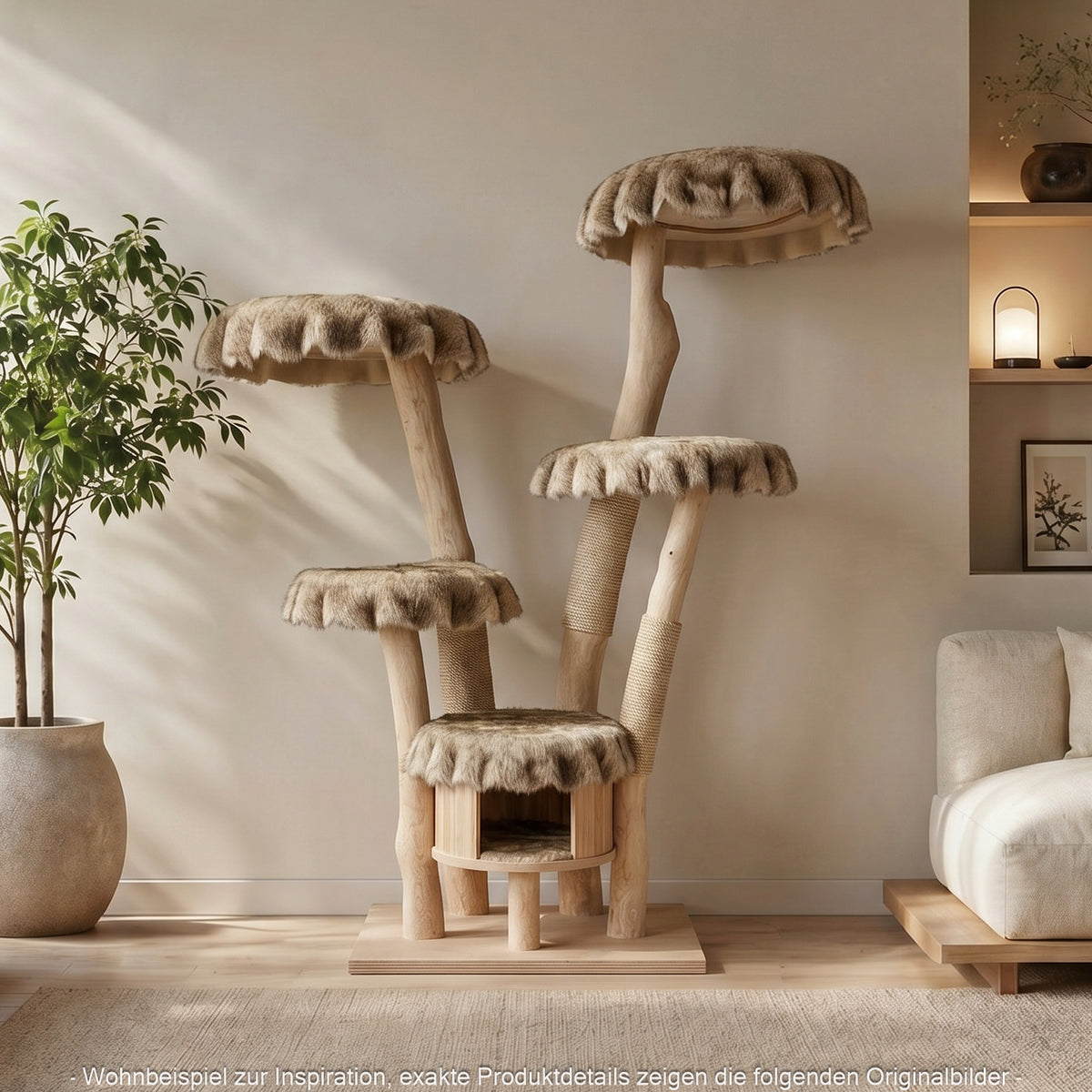 Naturkratzbaum 4634 Kratzbaum Natur Holz Design 172 cm hoch Katzenbaum