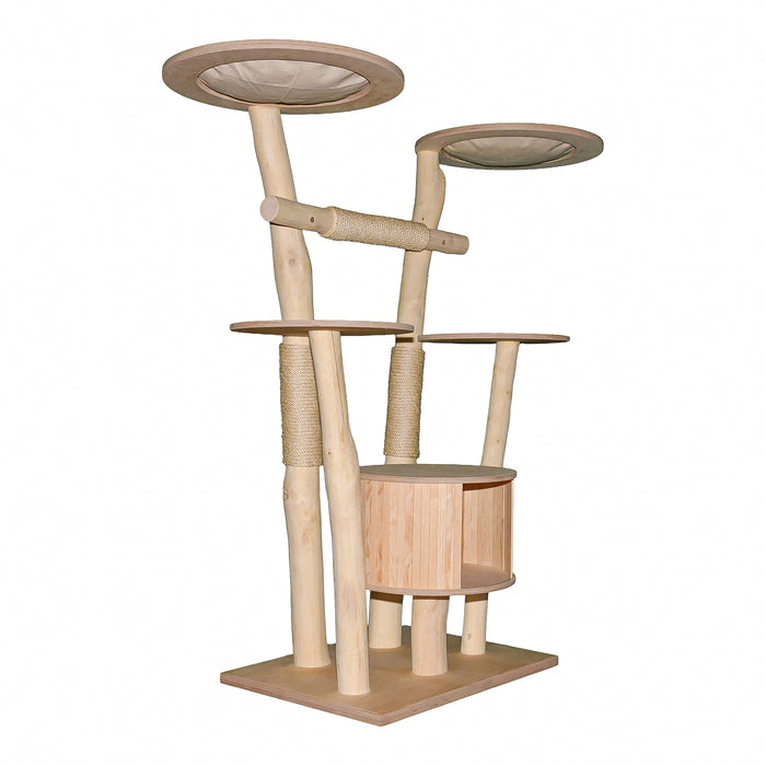 Naturkratzbaum 4636 Kratzbaum Natur Holz Design 155 cm hoch Katzenbaum