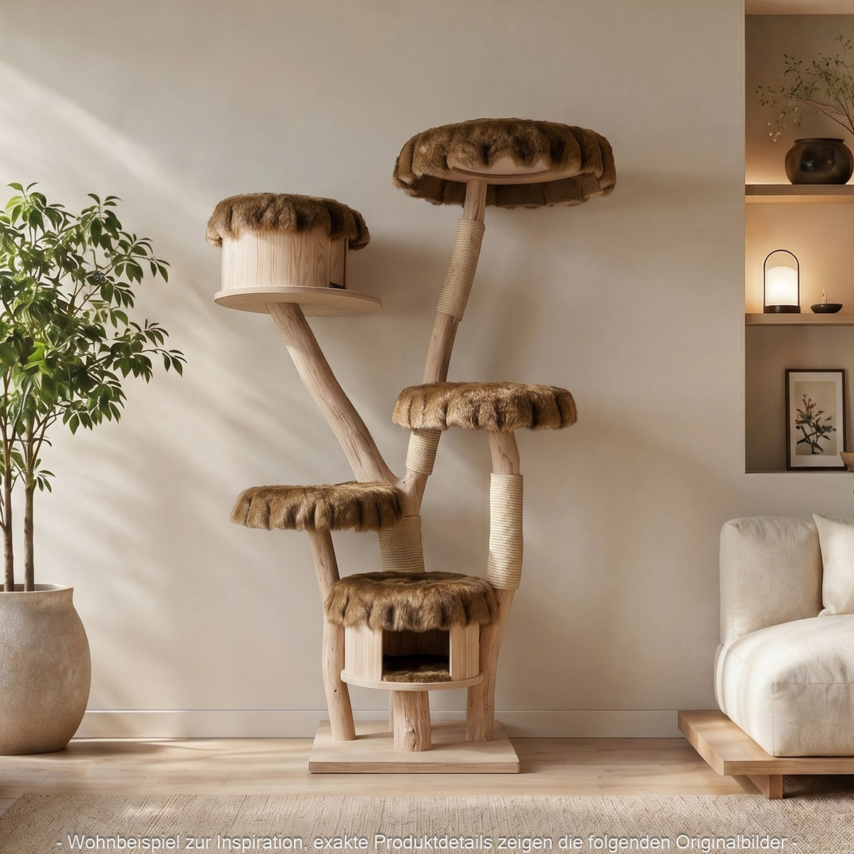 Naturkratzbaum 4644 Kratzbaum Natur Holz Design 181 cm hoch Katzenbaum