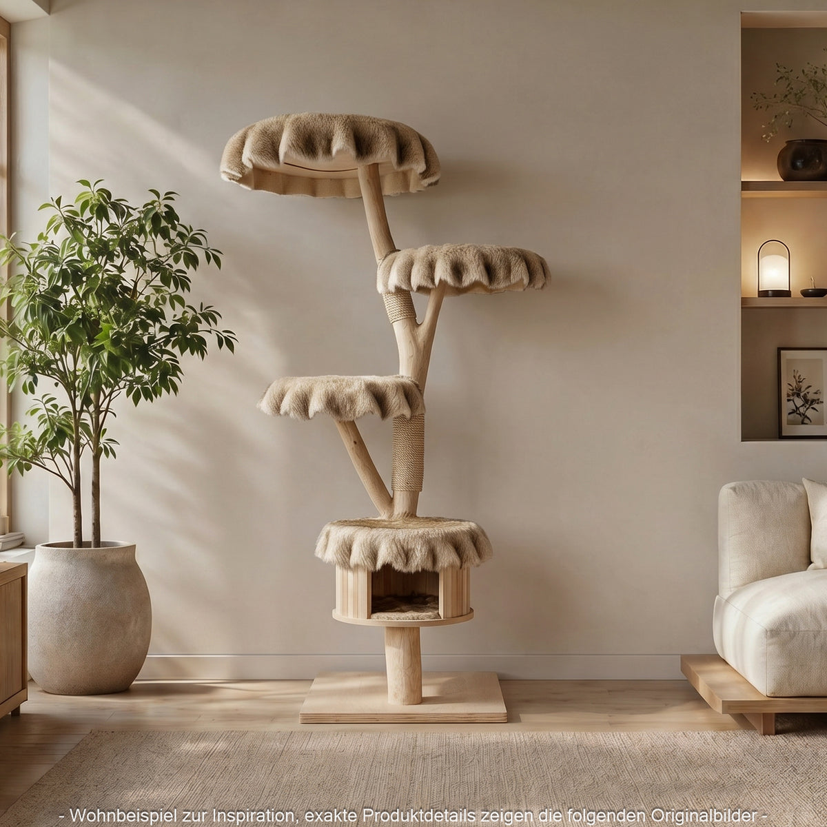 Naturkratzbaum 4645 Kratzbaum Natur Holz Design 169 cm hoch Katzenbaum