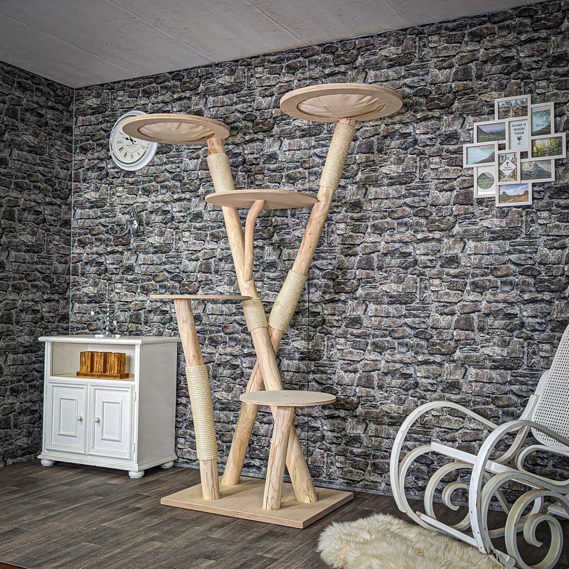 Naturkratzbaum C0003 Kratzbaum Natur Holz Design 196 cm hoch Katzenbaum