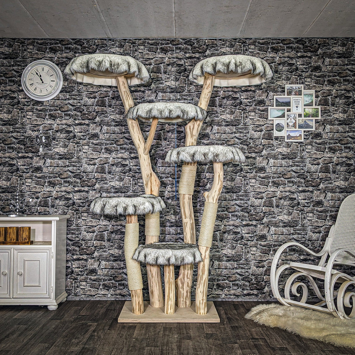 RESERVIERT + ÄNDERUNG - Naturkratzbaum 4050 Kratzbaum Natur Holz Design 206 cm hoch Katzenbaum