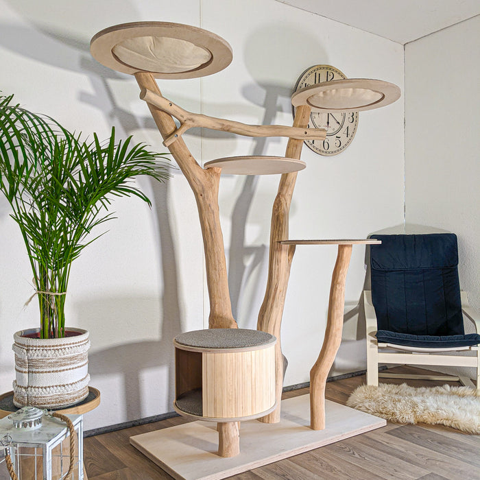 RESERVIERT - Naturkratzbaum KA082 Kratzbaum Natur Holz Design 175 cm hoch Katzenbaum
