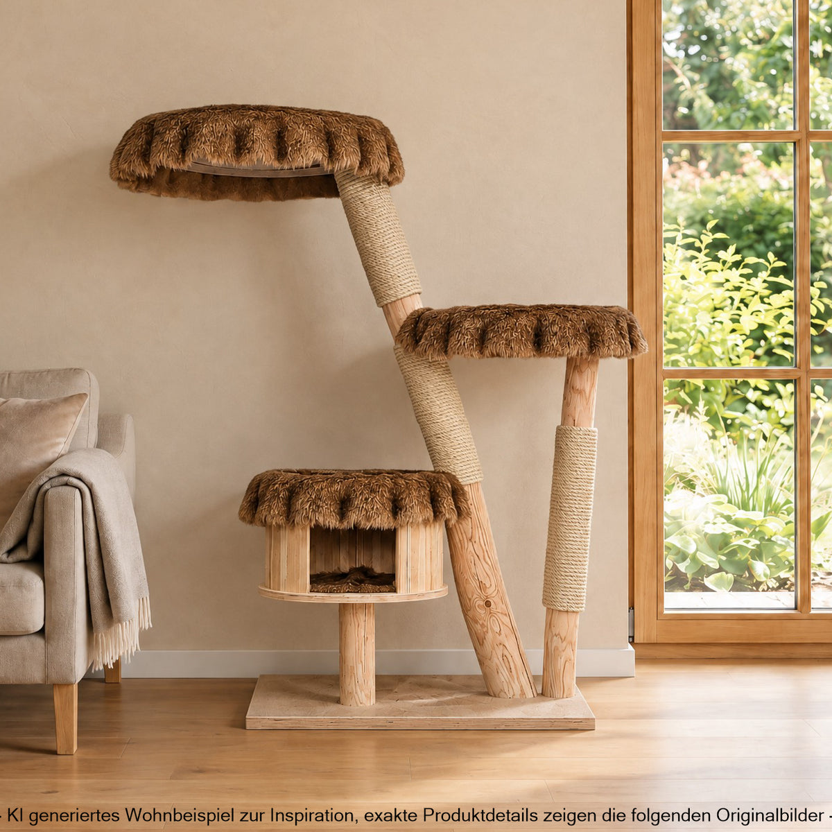 Naturkratzbaum C0010 Kratzbaum Natur Holz Design 134 cm hoch Katzenbaum