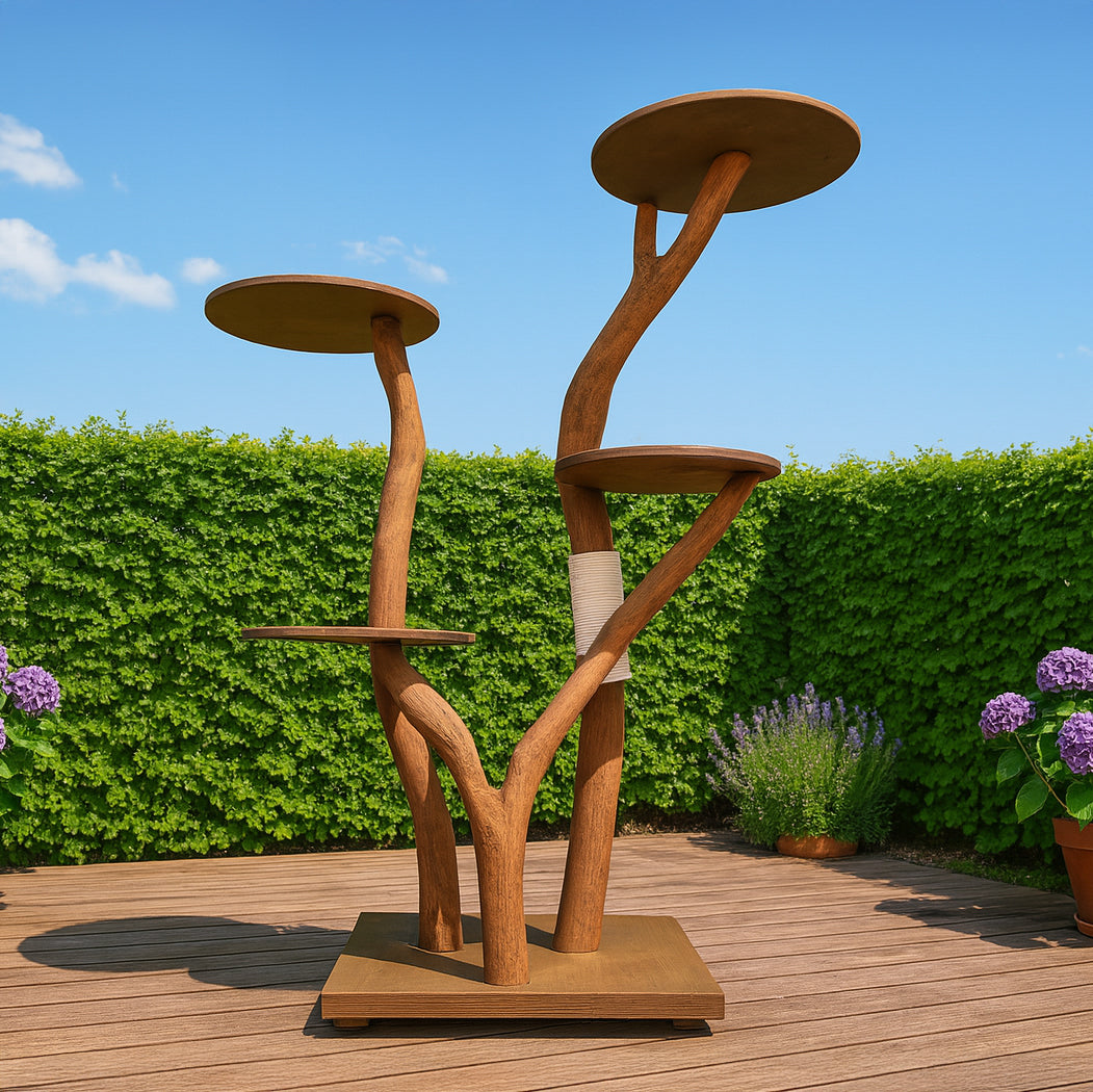 Outdoor Naturkratzbaum 4554 Kratzbaum Natur Holz Design 158 cm hoch Katzenbaum