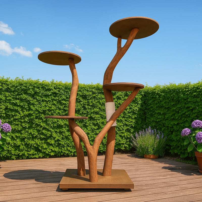 Outdoor Naturkratzbaum 4554 Kratzbaum Natur Holz Design 158 cm hoch Katzenbaum