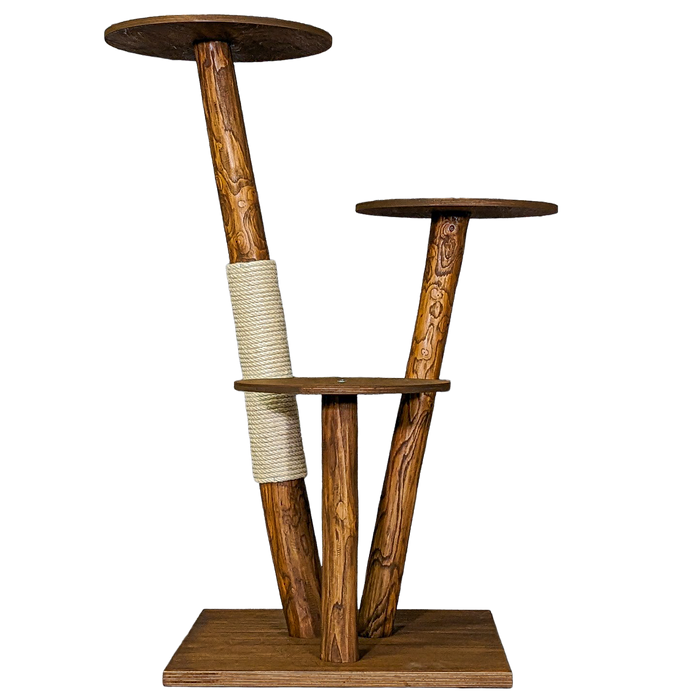 Outdoor Naturkratzbaum CA0003 Kratzbaum Natur Holz Design 123 cm hoch Katzenbaum