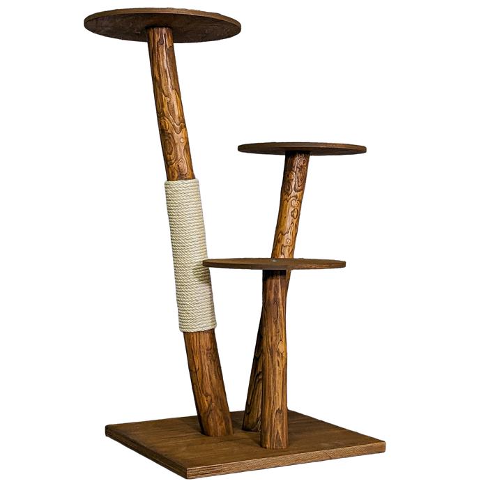 Outdoor Naturkratzbaum CA0003 Kratzbaum Natur Holz Design 123 cm hoch Katzenbaum
