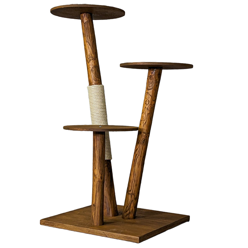 Outdoor Naturkratzbaum CA0003 Kratzbaum Natur Holz Design 123 cm hoch Katzenbaum