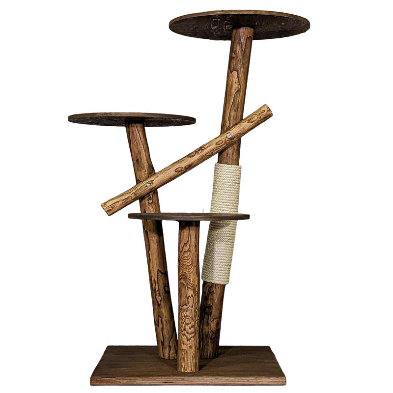 Outdoor Naturkratzbaum CA0005 Kratzbaum Natur Holz Design 120 cm hoch Katzenbaum