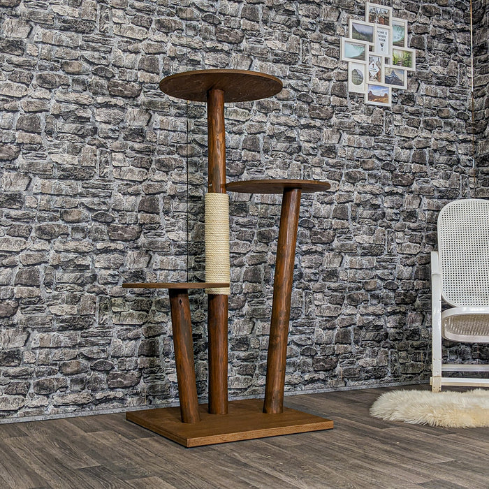 Outdoor Naturkratzbaum CA0006 Kratzbaum Natur Holz Design 137 cm hoch Katzenbaum