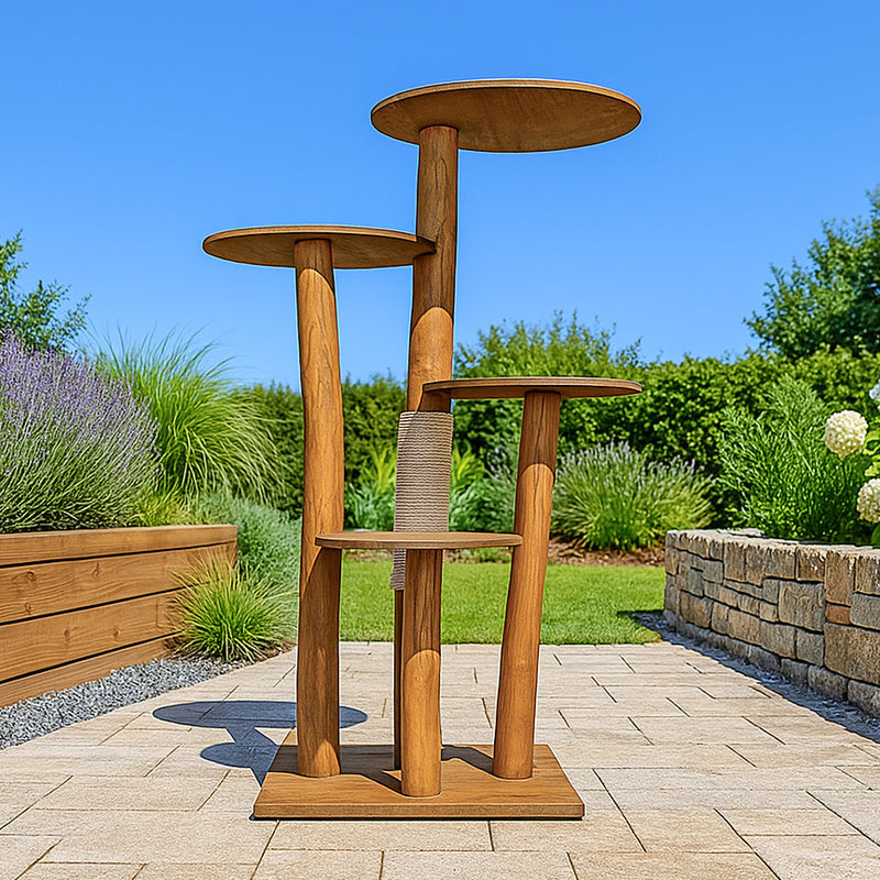 Outdoor Naturkratzbaum CA0029 Kratzbaum Natur Holz Design 145 cm hoch Katzenbaum