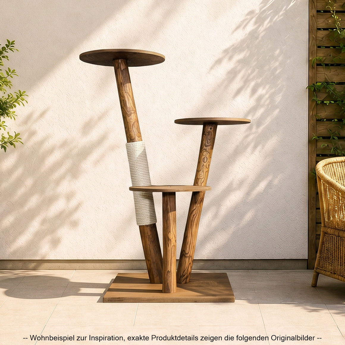 Outdoor Naturkratzbaum CA0003 Kratzbaum Natur Holz Design 123 cm hoch Katzenbaum