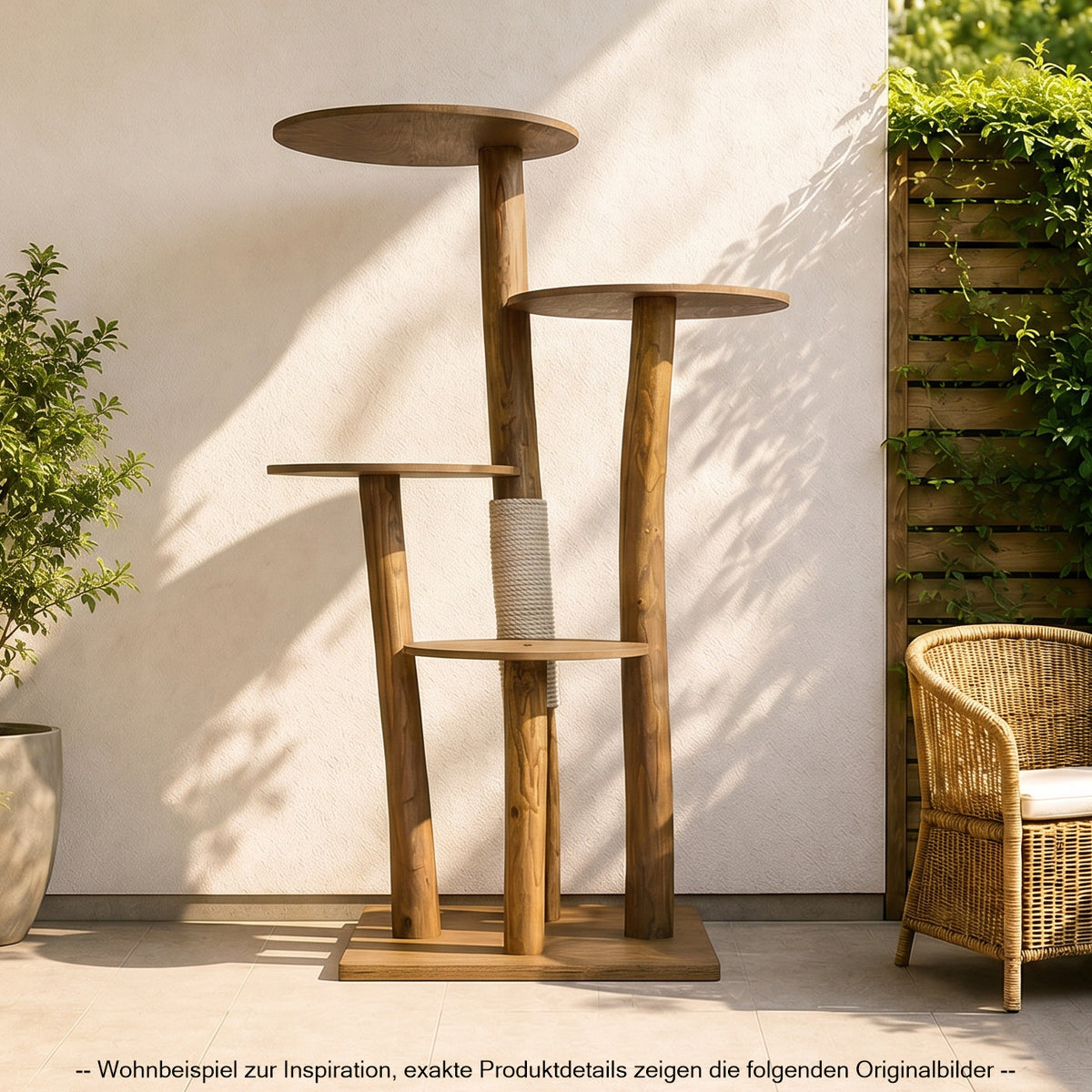 Outdoor Naturkratzbaum CA0016 Kratzbaum Natur Holz Design 145 cm hoch Katzenbaum