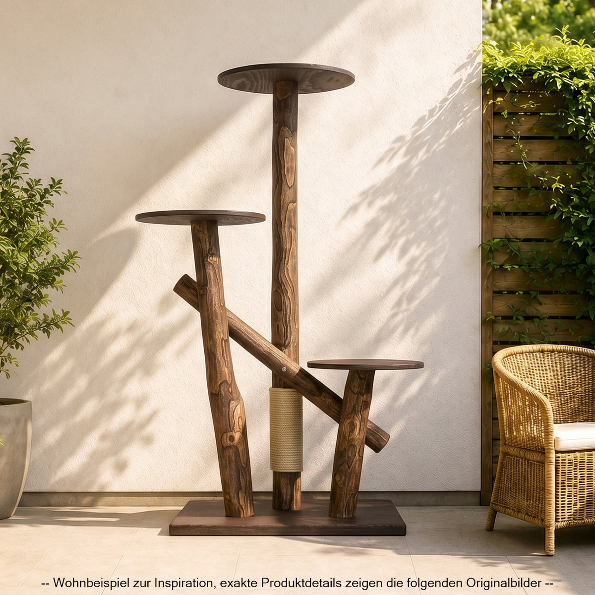 Outdoor Naturkratzbaum CA0038 Kratzbaum Natur Holz Design 155 cm hoch Katzenbaum