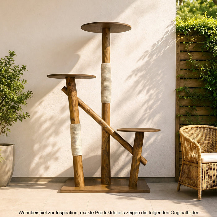 Outdoor Naturkratzbaum CA0015 Kratzbaum Natur Holz Design 155 cm hoch Katzenbaum