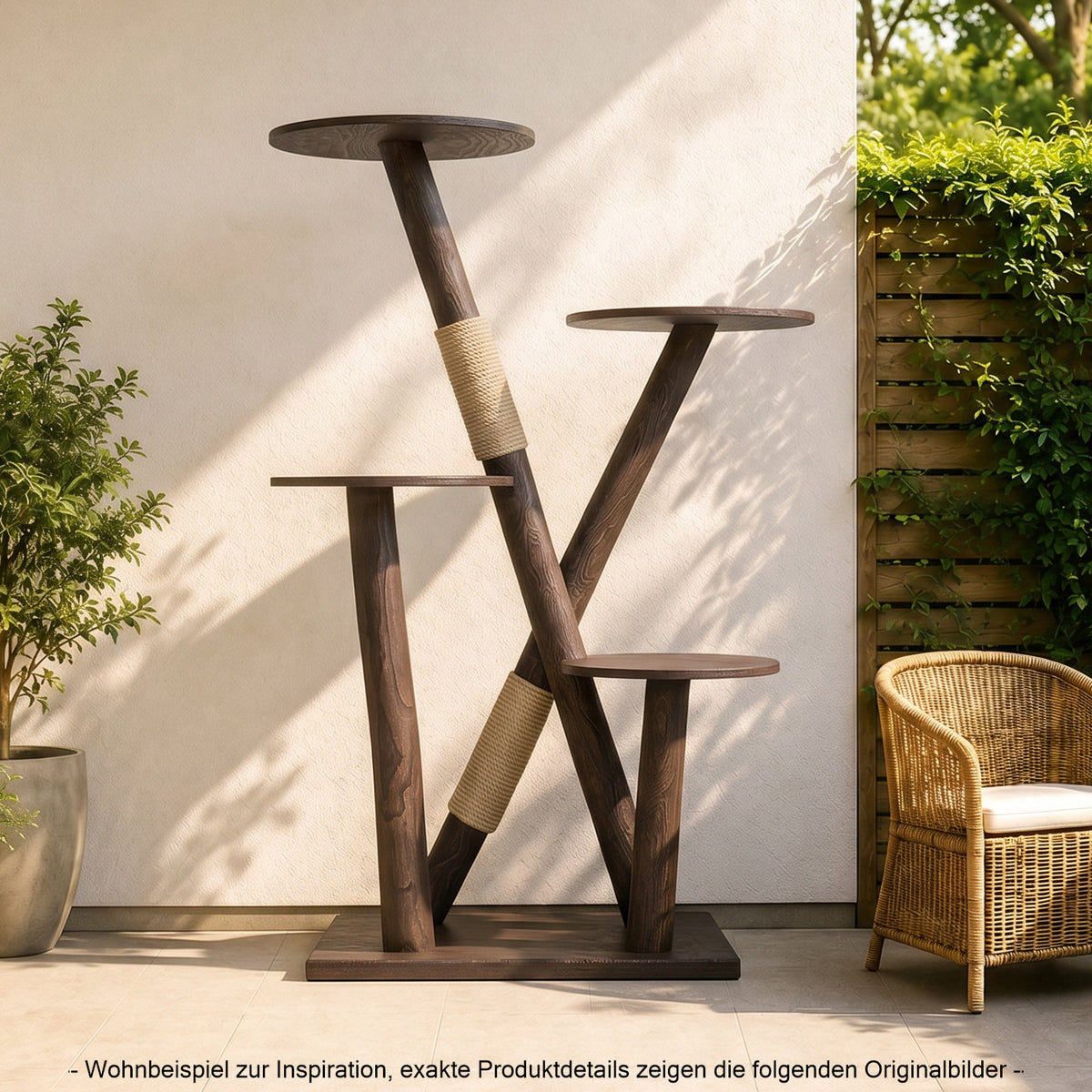 Outdoor Naturkratzbaum CA0033 Kratzbaum Natur Holz Design 160 cm hoch Katzenbaum