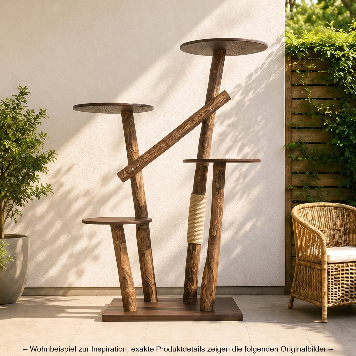 Outdoor Naturkratzbaum CA0036 Kratzbaum Natur Holz Design 160 cm hoch Katzenbaum
