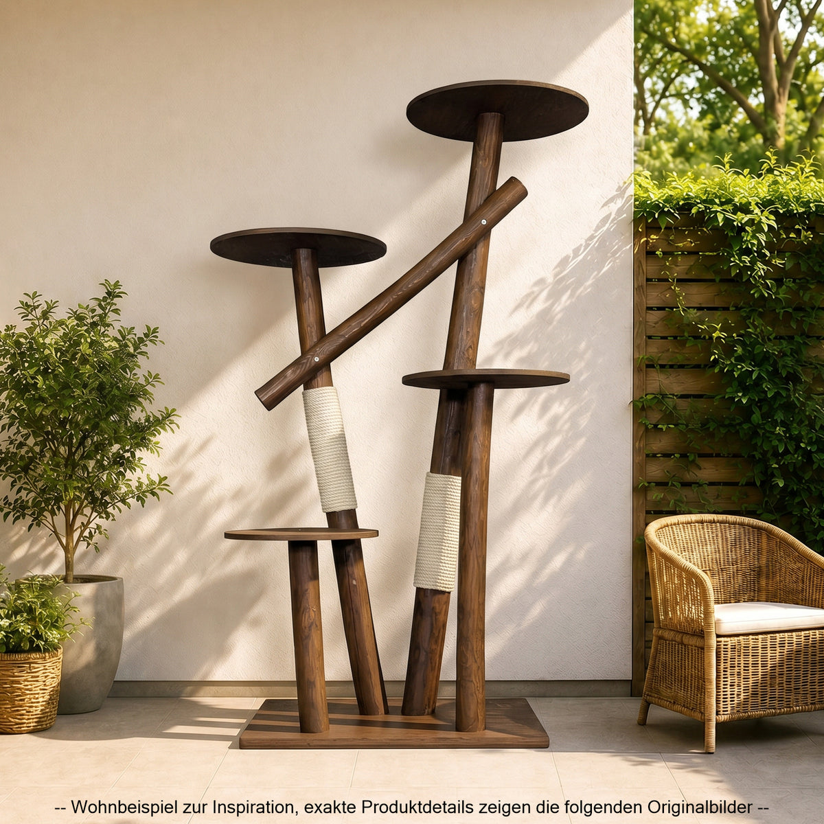 Outdoor Naturkratzbaum CA0007 Kratzbaum Natur Holz Design 175 cm hoch Katzenbaum